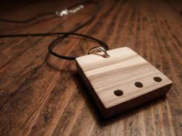 Necklace With Wooden Pendant Olive Wood Pendant Wooden Modern Jewel With Images Wooden Jewelery Wood Jewelery Wooden Pendant
