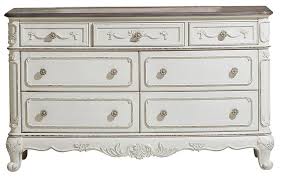 Some of the products, which will fall within this category, are bed, chest, mirror and a dresser. Homelegance Cinderella 7 Drawer Dresser In Antique White With Grey Rub Through 1386nw 5
