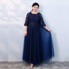 Scegli subito il vestito da cerimonia. Acquista Abiti Da Sera Taglie Forti Abiti Da Sera Lunghi A Maniche Lunghe Blu Navy Con Applicazioni In Pizzo Abiti Da Sera Glamour Con Strascico In Tulle Elegante 2018 A 153 21
