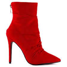 MIGATO Κόκκινο ψηλοτάκουνο μποτάκι με σούρες WM0406-L08 < Γυναικεία  Παπούτσια Online | MIGATO