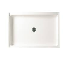 Swan 34 In X 42 In Solid Surface Single Threshold Center Drain Shower Pan In White Sf03442md 010 The Home Depot Shower Floor Shower Pan Fiberglass Shower Pan