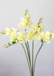 Soft Yellow Freesia Artificial Flowers Yellow Flower Arrangements Yellow Wedding Flowers Faux Flower Arrangements