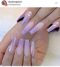 Lilac Matte Chrome Glitter Tips Lilac Nails Lilac Nails Design White Acrylic Nails