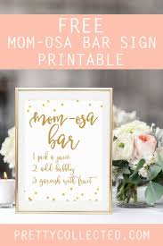 Mom Osa Bar Sign Free Gold Confetti Printable Free Baby Shower Printables Baby Shower Printables Baby Shower Drinks