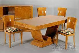 Art Deco Dining Table Six Chairs And Sideboard Art Deco Furniture Deco Furniture Art Deco Table