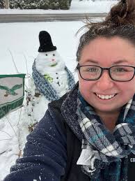 Grandpa loves Ohio State so Emerson made a snowman wearing a Cheerleading  Outfit! 😍