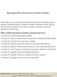 top 8 genetics counselor resume samples