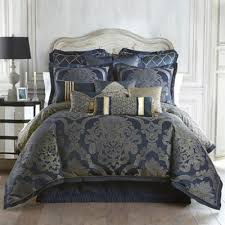 Incredible kitchen set design ideas home. Waterford Linens Vaughn Reversible Comforter Set In Navy Gold Bed Bath Beyond