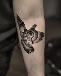 Bird Clock And Rose Tattoo Time Flies Double Exposure Bird And Clock Tattoo By Adrian Lindell Time Flies Tattoo Flying Tattoo Spirit Tattoo