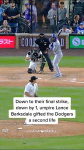 Down to their final strike and down by 1, umpire Lance Barksdale gifted the  Dodgers a second life with a bad check swing call. , The very next pitch,  Teoscar Hernández hit a go ahead 3 run HR., ...