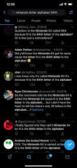 The following list includes bo. Lance Mcdonald On Twitter Fun Fact The Nintendo 64 Derives Its Name From The Fact That N Is The 64th Letter Of The Alphabet