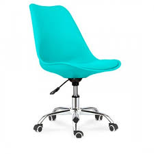 Turquoise Swivel Office Chair With Cushion 48 X 57 X 84 94 Cm Qechic