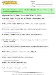 Adjectives worksheets and online activities. Identify Adjectives In A Sentence Worksheet Turtle Diary
