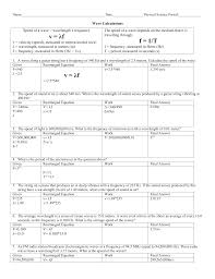 The _ of a wave is a measure of the amount of energy it carries. Wave Calculations Worksheet