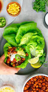 Spicy Chickpea Lettuce Wraps Kitchen Hoskins Recipe Spicy Recipes Mexican Food Recipes Easy Vegetarian Platter