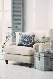 Coastal Home Trend A Classic Colour Scheme Of Crisp Whites Cool Greys Soft Blues Stylish Coastal Decorating Living Room Coastal Room Coastal Living Rooms