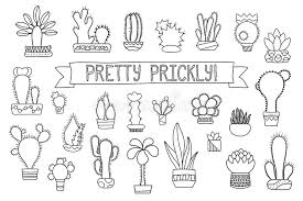 Coloring in a cactus page can be done at home as both an entertaining and educational activity. Thin Line Cactus And Succulent Clipart Potted Cactus And Succulents Icons Stock Illustration Illustration Of Background Clipart 94220239
