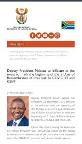 Discover new books on goodreads. Sagovnews On Twitter Deputy President David Mabuza Many Lives Of Children Women Were Lost As A Result Of Gbvf In Our Communities We Take This Moment To Commemorate Honour All