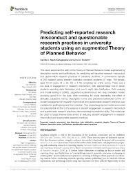 Pdf Predicting Self Reported Research Misconduct And Questionable Research Practices In University Students Using An Augmented Theory Of Planned Behavior