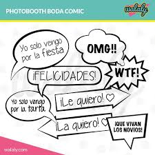 Tus invitados se lo pasarán genial probando todo los complementos de atrezzo y tú tendrás un recuerdo fotográfico que nunca olvidarás. Bocadillos De Comic Para Imprimir Photobooth De Bodas Walaly Gold Birthday Party Photo Booth Birthday Party
