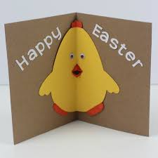 Make a couple of bunny stamps and give them to your children to make bold and colorful easter bunny cards. Easter Chick Card With Pop Out Beak Mum In The Madhouse