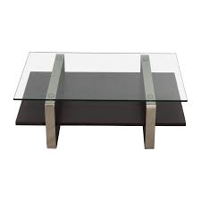 Tempered glass, metal finish : 62 Off Glass Top And Wood And Metal Base Coffee Table Tables