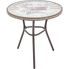 This Margaritaville Napoli Bistro Relax Outdoor Table Features A Rust Resistant Powder Coated Steel Frame With Amber Smoked Tem Outdoor Tables Table Bistro Set