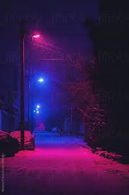 Street At Night Covered With Snow And Illuminated With Spotlights Light Evening City Spotlight Dark Dusk Night Aesthetic Neon Aesthetic City Aesthetic
