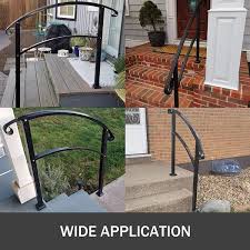 Whether your outdoor steps are concrete or wood, providing a handrail adds safety and may be required by your local codes. Vevor 3 Step Handrail Fits 1 Or 3 Steps Matte Black Stair Rail Walmart Com Walmart Com In 2021 Porch Handrails Stair Railing Outdoor Stair Railing