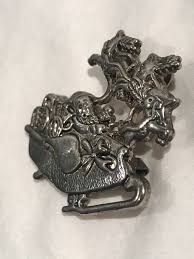 Sign up for free today! Vintage Santa Sleigh With Reindeers Silver Tone Brooc Gem