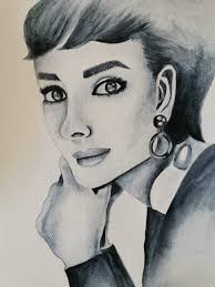 My first monochrome portrait. I hope it resembles the eternally beautiful  Audrey Hepburn. I hope I'm getting better. Holbein Paynes Grey Fabriano  paper 300 gsm