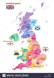 England regionen (beschriftet) weitere karten zur region. Vektor Karte Von Grossbritannien Administrative Divisions Farbige Nach Landern Und Regionen Stock Vektorgrafik Alamy