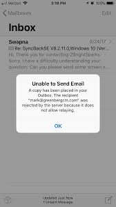 When i send gmail i get relaying denied error 550 state 14 has account holder blocked me only? Does Ios 11 Mail Have An Outbox Apple Community