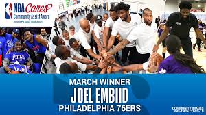 Your obligatory joel embiid is warming up video #sixers pic.twitter.com/aanlaqidzc. Philadelphia S Joel Embiid Receives March Nba Cares Community Assist Award Presented By Kaiser Permanente Africanews