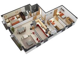 3 Bedroom Design In 3d Small House Floor Plans 3dfloorplan Smallhouseplan Smallhomeplan House Plans Small House Floor Plans House Blueprints