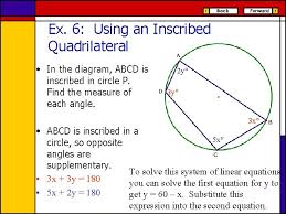Opposite angles in any quadrilateral inscribed in a circle are supplements of each other. Angles In Inscribed Quadrilaterals Warm Up 30 80 100 180 100 260 Inscribed Angles And Inscribed Quadrilaterals Ppt Download 19 2 Angles In Inscribed Quadrilaterals Find Each Angle Measure Of The Inscribed Quadrilateral Sallyleelablog