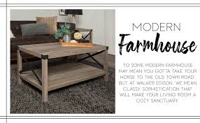 The farmhouse table is a rich brown and lends a country chic look to any home. Amazon Com Walker Edison Sedalia Modern Farmhouse Metal X Coffee Table 40 Inch Stone Grey Furniture Decor