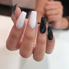 Coffin nails are becoming more and more popular these days. Coffin Long Coffin Acrylic Nails Black And White Nail And Manicure Trends