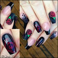 Ahead, we have 25 gorgeous short acrylic nail designs we can't get enough of. Black With Red Roses 3d Nail Art Designs Rose Nails Rose Nail Art