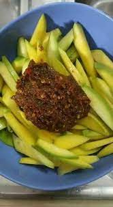 Assalamualaikum wr wbkebetulan dirumah lagi ada mangga muda nih.langsung aja mau bikin sambal manggaseger banget dimakan siang hari panas2 begini heheselama. Sambal Belacan Mangga Steemit
