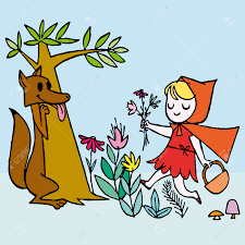 Don't worry, she said, i'll run all the way to grandma's without stopping. Little Red Riding Hood Scene Vector Illustration Cartoon Royalty Free Cliparts Vectors And Stock Illustration Image 6506145
