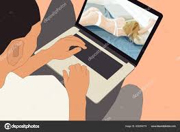 Porno Pornografía Contenido Pornográfico Ordenador Silueta Mujer Sexy  Atractiva Está Ilustración de stock 433294774 de ©sinenkiy