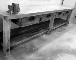 Concrete Counter Top On A Heavy Duty Work Bench Custom Handles On Dovetail Jointed Drawers Concrete Countertops Workbench Concrete Projects