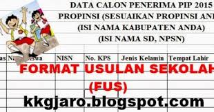 Download Fus Format Usulan Sekolah Calon Penerima Pip Non Kps Kks Kip Sekolah Sekolah Dasar Bencana Alam