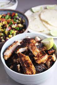 With a cold beer on the deck, this is the ultimate light and fresh summer meal! Blackened Fish Tacos With Black Bean And Corn Salsa Our Happy Mess