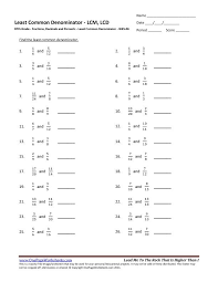 Image Result For Common Denominator Worksheet Least Common Denominator Common Denominators Fractions