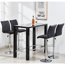 Jam Glass Bar Table Set Rectangular Black Gloss 4 Ripple Stools Furniture In Fashion Bar Table Sets Bar Table High Bar Table