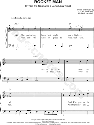 This song, rocket man, is a very beautiful title. Elton John Rocket Man Sheet Music Easy Piano In C Major Download Print Sku Mn0097315