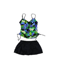 Caribbean Joe Womens Tropical Skirted 2 Piece Tankini