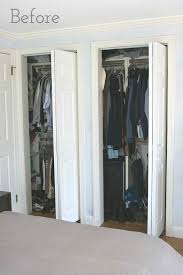 Then, use the wood as a guide and cushion to hammer the track straight. Replacing Bi Fold Closet Doors With Curtains Our Closet Makeover Driven By Decor